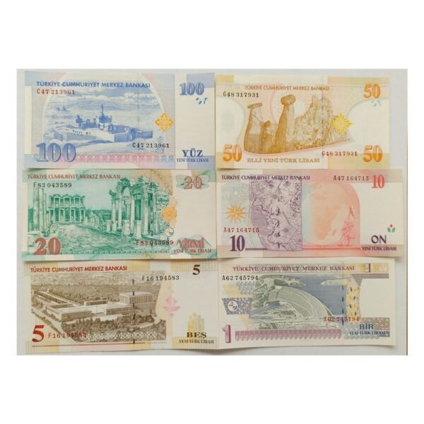 Turkey YTL Complete UNC banknotes Set 2005 - gallery image