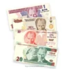 Turkey four New Lira banknotes with 1, 5, 10 and 20 YTL denominations