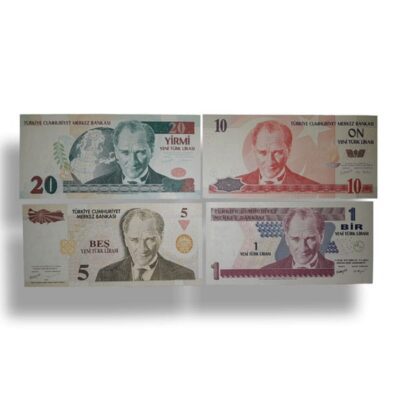 Turkey 4 Banknotes Set 1-20 YTL 2005