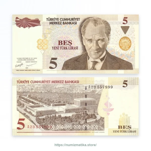Turkey 5 YTL banknote