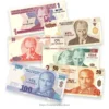 Turkey six New Lira banknotes from 1 to 100 YTL