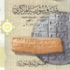 50 Syrian Pounds banknote - Ugarit alphabet cuneiform tablets front, Damascus Library back