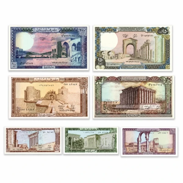 Lebanon Livre Banknotes Set - UNC Condition (1964-1993)