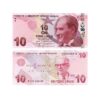Turkey 10 Lira 2009–2025 banknote Pick 223 UNC – Atatürk and Cahit Arf with Arf invariant and binary sequence