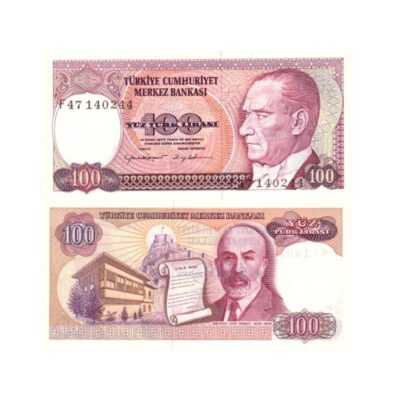 Turkey 100 Lira 1983–1984 banknote Pick 194 UNC – Atatürk and Mehmet Akif Ersoy with İstiklâl Marşı Turkey 100 Lira 1983–1984 banknote Pick 194 UNC – Atatürk and Mehmet Akif Ersoy with İstiklâl Marşı