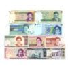 Iran set of 10 UNC banknotes – 100 to 100000 Rials with Khomeini, Saadi, Persepolis, Damavand