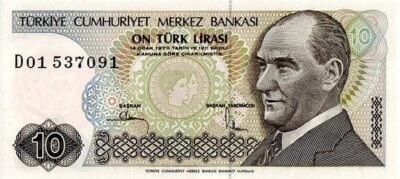 Turkey 10 Lira 1982 banknote Pick 193 UNC – front view Atatürk